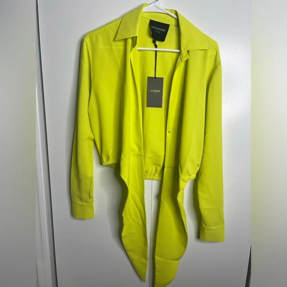 Le Superbe - Lime Tie Front Blouse Top - NWT XS - Picture 5 of 7